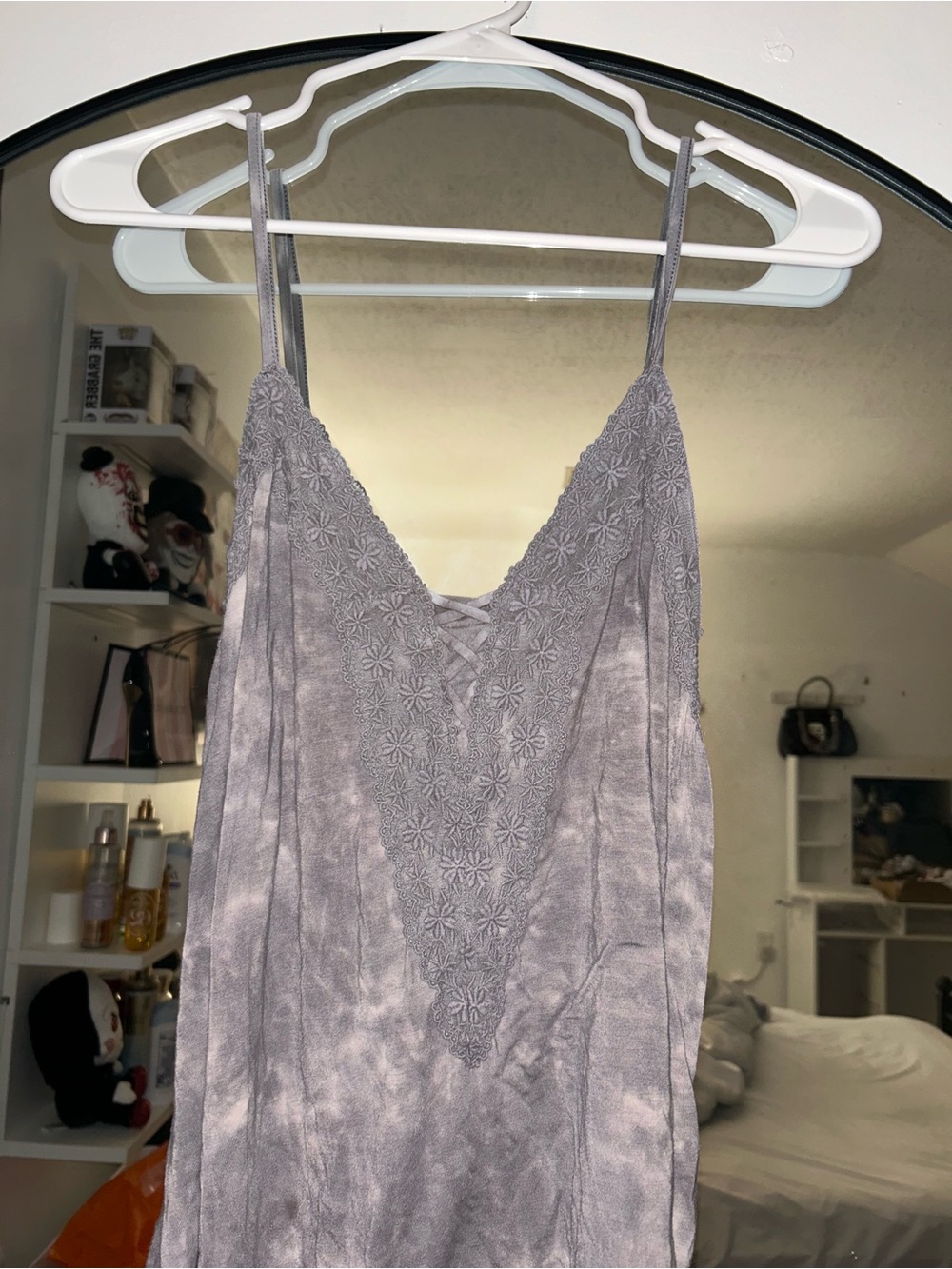 American Eagle Outfitters Grey Lace Tank Top